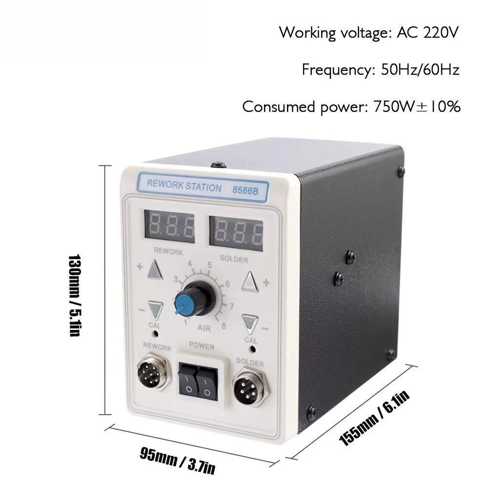 2 In 1 Soldering Rework Station 750W - สถานีบัดกรีลมร้อนดิจิตอล APD-8586B 750W ESD 2 in