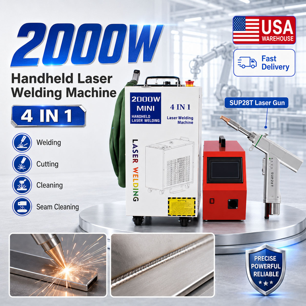 Laser Soldering Machine Handheld - เครื่องเชื่อมเลเซอร์ 2000W 4 in 1 เครื่องเชื่อมเลเซอร์