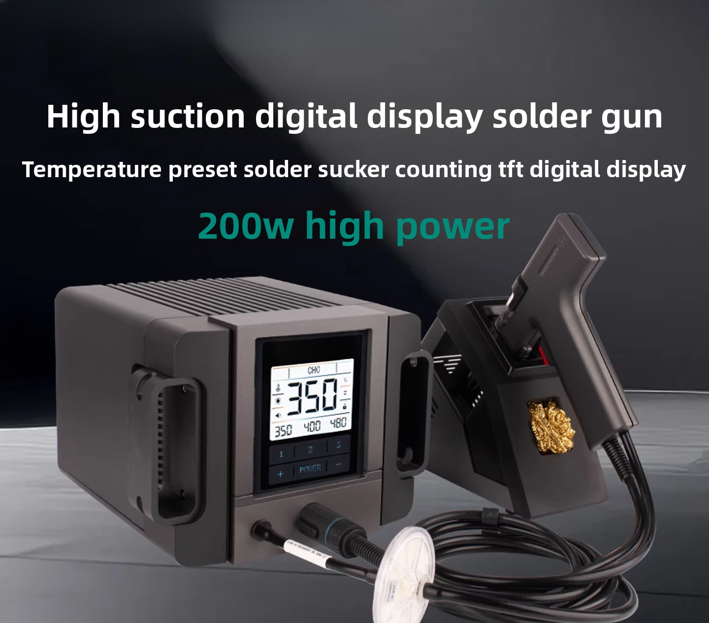 Desoldering Pump Electric Vacuum Station - ปั๊มดูดตะกั่วไฟฟ้า 200W กำลังสูง TV2/TV2+ เครื่องดูดตะกั่วแบบพกพา สำหรับซ่อมแผงวงจร