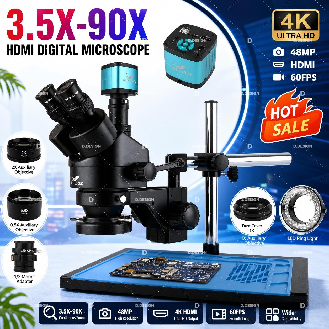 กล้องจุลทรรศน์สเตอริโอแบบปรับโ - Simul-Focal Industrial Microscope 4K Hdmi บทวิจารณ์และราคา